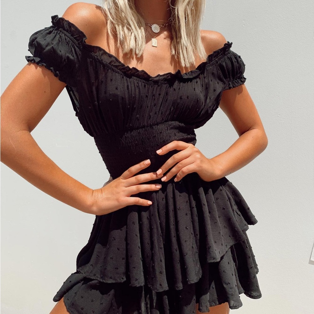 Princess Polly Black Ruffled Mini Romper - Picture 4 of 7